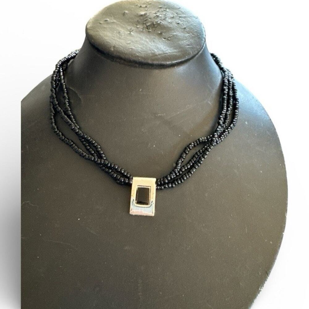 Napier Black Beaded Necklace Classic Elegant Braided Retro